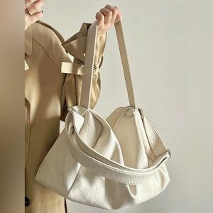 Large PU Leather Bag Cream Colored NWOT